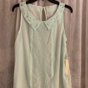 Aqua Chiffon  Sleeveless Top